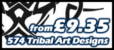 Click here for tribal art and yet more tribal art, these design are different from the full side tribal art designs, but any tribal art design can be used as a full side, yet another great product from custom-graphics.co.uk your number 1 uk online supplier, all graphics and decals are supplied in high quality vinyl